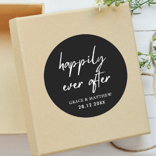 Sticker Rond Mariage heureux pour toujours, soirée noir et blan