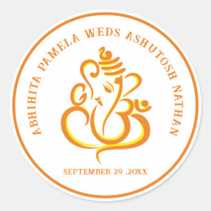 Sticker Rond Mariage hindou élégant Ganesha