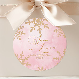 Sticker Rond Mariage Hivernal Sous La Neige Shower de Mariée