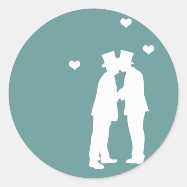Sticker Rond Mariage Hommes gays (Devant)