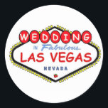 Sticker Rond MARIAGE In Fabulous Las Vegas Cherry logo autocoll<br><div class="desc">MARIAGE In Fabulous Las Vegas Cherry logo autocollant</div>