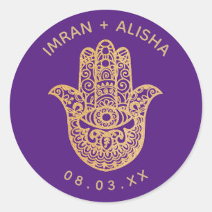 Sticker Rond Mariage indien Gold hamsa Henna Enveloppe Sceau