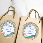 Sticker Rond Mariage indien paon Rajasthan fenêtre bleu<br><div class="desc">paon mariage indien avec nénuphars rose lotus Rajasthan fenêtre palais bleu faveur cadeau merci stickers.</div>