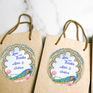 Sticker Rond Mariage indien paon Rajasthan fenêtre bleu