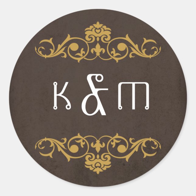 Sticker Rond Mariage industriel Vintage Steampunk (Devant)