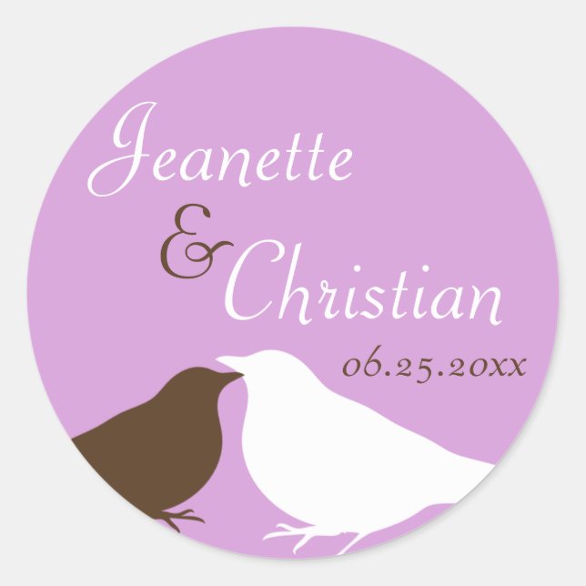 Sticker Rond Mariage inséparable à paires violettes en faveur d (Devant)