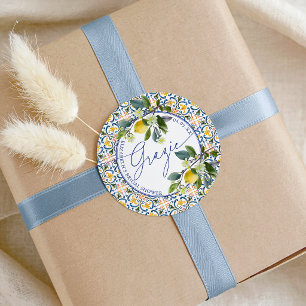 Sticker Rond Mariage Italien sous le signe du Citron Grazie