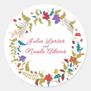 Sticker Rond Mariage Jardin de fleurs exotiques Wild Rose Woods