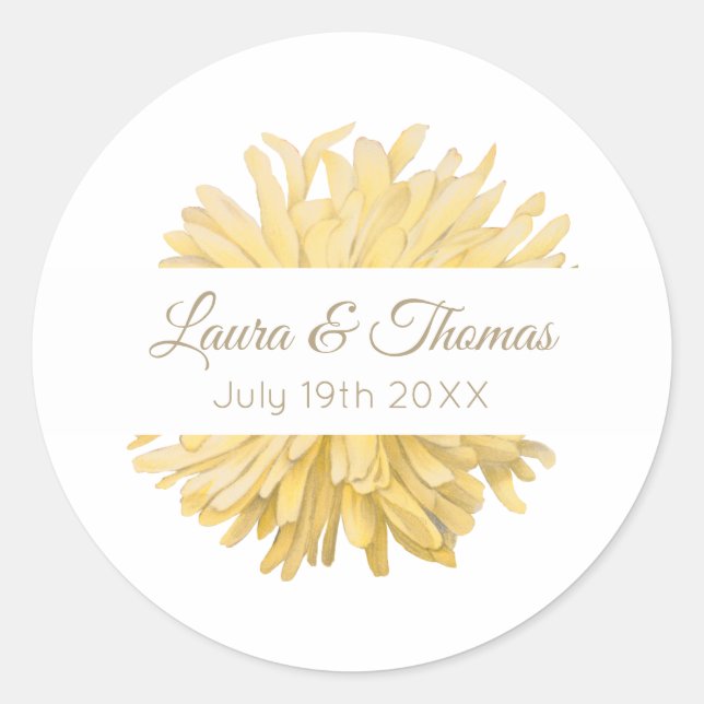 Sticker Rond Mariage jaune et blanc (Devant)