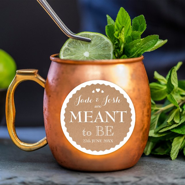 Sticker Rond Mariage Kraft Paper Hearts (Créateur téléchargé)