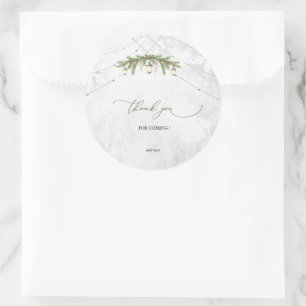 Sticker Rond Mariage Lanternes Flocons de Neige Branches d'Hive