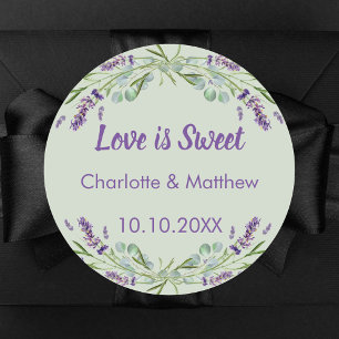 Sticker Rond Mariage lavande eucalyptus sauge L'amour est doux