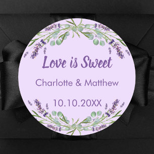 Sticker Rond Mariage lavande violet eucalyptus L'amour est doux
