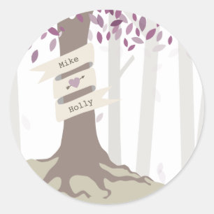 Sticker Rond Mariage Lavender Woodland
