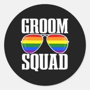 Sticker Rond Mariage Lgbtq - Drapeau Gay pride - Groom Fier - G