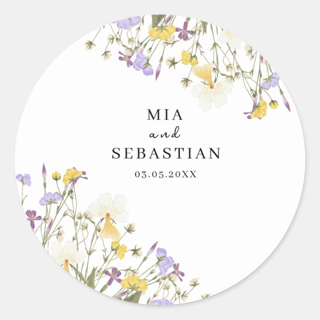 Sticker Rond Mariage Lilac aquarelle (Devant)