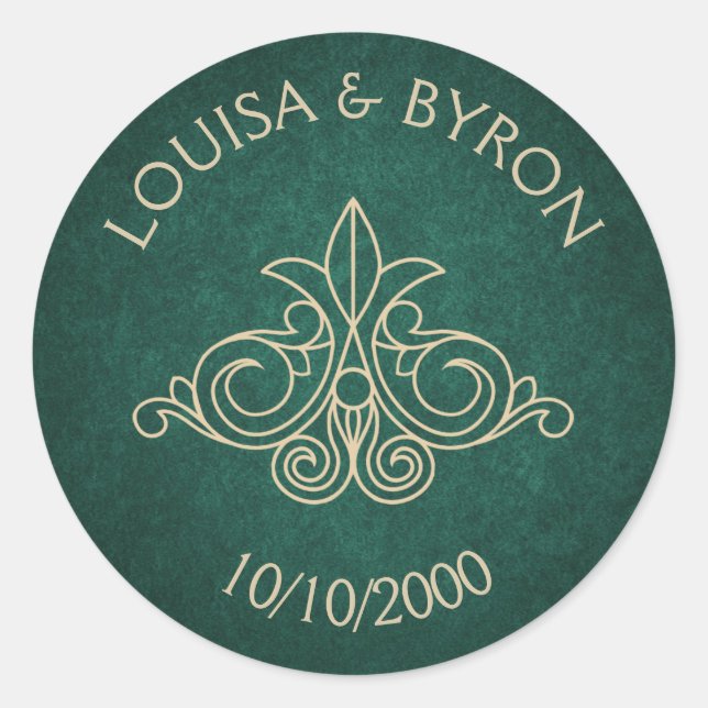 Sticker Rond Mariage littéraire vert du Geek de la bibliothèque (Devant)