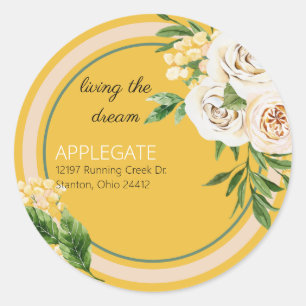 Sticker Rond Mariage Living Dream Floral & Foliage Adresse