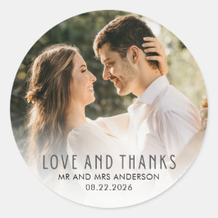Sticker Rond Mariage Love and Thanks Photo
