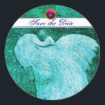 Sticker Rond MARIAGE LOVE PEACOCK blanc, améthyste rose bleu<br><div class="desc">Design élégant et élégant avec une pierre 3d gem, facilement personnalisable avec vos initiales et votre texte, développement graphique numérique par Bulgan Lumini .Facile à customiser avec votre propre texte pour toute occasion comme enregistrer les cartes de remerciements / , douches nuptiales, anniversaires, fêtes, douches fiançailles, ou à peu près...</div>