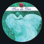 Sticker Rond MARIAGE LOVE PEACOCK blanc, améthyste rose bleu<br><div class="desc">Design élégant et élégant avec une pierre 3d gem, facilement personnalisable avec vos initiales et votre texte, développement graphique numérique par Bulgan Lumini .Facile à customiser avec votre propre texte pour toute occasion comme enregistrer les cartes de remerciements / , douches nuptiales, anniversaires, fêtes, douches fiançailles, ou à peu près...</div>