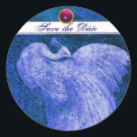 Sticker Rond MARIAGE LOVE PEACOCK blanc, améthyste rose bleu<br><div class="desc">Design élégant et élégant avec une pierre 3d gem, facilement personnalisable avec vos initiales et votre texte, développement graphique numérique par Bulgan Lumini .Facile à customiser avec votre propre texte pour toute occasion comme enregistrer les cartes de remerciements / , douches nuptiales, anniversaires, fêtes, douches fiançailles, ou à peu près...</div>
