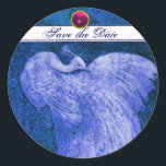 Sticker Rond MARIAGE LOVE PEACOCK blanc, améthyste rose bleu<br><div class="desc">Design élégant et élégant avec une pierre 3d gem, facilement personnalisable avec vos initiales et votre texte, développement graphique numérique par Bulgan Lumini .Facile à customiser avec votre propre texte pour toute occasion comme enregistrer les cartes de remerciements / , douches nuptiales, anniversaires, fêtes, douches fiançailles, ou à peu près...</div>