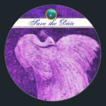 Sticker Rond MARIAGE LOVE PEACOCK blanc violet bleu aquamarine<br><div class="desc">Design élégant et élégant avec une pierre 3d gem, facilement personnalisable avec vos initiales et votre texte, développement graphique numérique par Bulgan Lumini .Facile à customiser avec votre propre texte pour toute occasion comme enregistrer les cartes de remerciements / , douches nuptiales, anniversaires, fêtes, douches fiançailles, ou à peu près...</div>