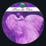 Sticker Rond MARIAGE LOVE PEACOCK blanc violet bleu aquamarine<br><div class="desc">Design élégant et élégant avec une pierre 3d gem, facilement personnalisable avec vos initiales et votre texte, développement graphique numérique par Bulgan Lumini .Facile à customiser avec votre propre texte pour toute occasion comme enregistrer les cartes de remerciements / , douches nuptiales, anniversaires, fêtes, douches fiançailles, ou à peu près...</div>