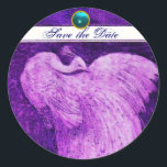 Sticker Rond MARIAGE LOVE PEACOCK blanc violet bleu aquamarine<br><div class="desc">Design élégant et élégant avec une pierre 3d gem, facilement personnalisable avec vos initiales et votre texte, développement graphique numérique par Bulgan Lumini .Facile à customiser avec votre propre texte pour toute occasion comme enregistrer les cartes de remerciements / , douches nuptiales, anniversaires, fêtes, douches fiançailles, ou à peu près...</div>