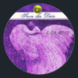 Sticker Rond MARIAGE LOVE PEACOCK blanc violet jaune topaz<br><div class="desc">Design élégant et élégant avec une pierre 3d gem, facilement personnalisable avec vos initiales et votre texte, développement graphique numérique par Bulgan Lumini .Facile à customiser avec votre propre texte pour toute occasion comme enregistrer les cartes de remerciements / , douches nuptiales, anniversaires, fêtes, douches fiançailles, ou à peu près...</div>