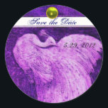 Sticker Rond MARIAGE LOVE PEACOCK blanc violet jaune topaz<br><div class="desc">Design élégant et élégant avec une pierre 3d gem, facilement personnalisable avec vos initiales et votre texte, développement graphique numérique par Bulgan Lumini .Facile à customiser avec votre propre texte pour toute occasion comme enregistrer les cartes de remerciements / , douches nuptiales, anniversaires, fêtes, douches fiançailles, ou à peu près...</div>