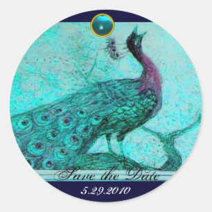 Sticker Rond MARIAGE LOVE PEACOCK bleu aquamarine