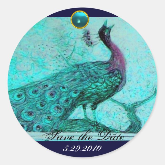 Sticker Rond MARIAGE LOVE PEACOCK bleu aquamarine (Devant)