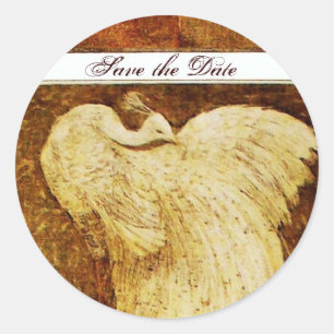 Sticker Rond MARIAGE LOVE PEACOCK brun blanc