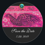 Sticker Rond MARIAGE LOVE PEACOCK rose noir bleu aquamarine<br><div class="desc">Design élégant et élégant avec une pierre 3d gem, facilement personnalisable avec vos initiales et votre texte, développement graphique numérique par Bulgan Lumini .Facile à customiser avec votre propre texte pour toute occasion comme enregistrer les cartes de remerciements / , douches nuptiales, anniversaires, fêtes, douches fiançailles, ou à peu près...</div>