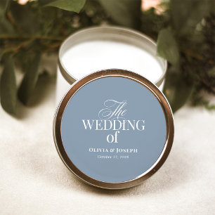 Sticker Rond Mariage Luxueux et Élégant Bleu Poussiéreux