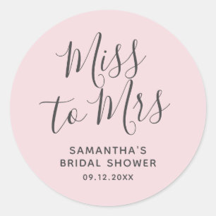 Sticker Rond Mariage Mademoiselle à Madame Shower Rose Clair