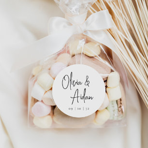 Sticker Rond Mariage manuscrit moderne noir et blanc