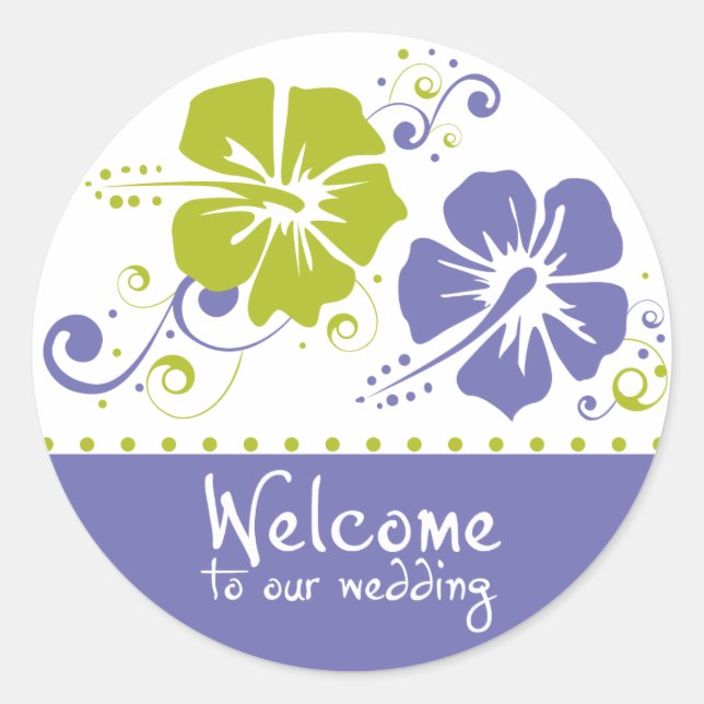 Sticker Rond Mariage Mariage de fleurs violet et citron vert (Devant)