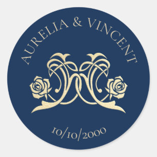 Sticker Rond Mariage médiéval royal Rose