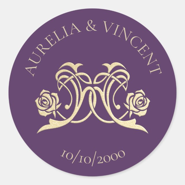Sticker Rond Mariage médiéval royal Rose (Devant)
