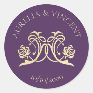 Sticker Rond Mariage médiéval royal Rose