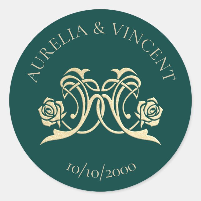 Sticker Rond Mariage médiéval royal Rose (Devant)