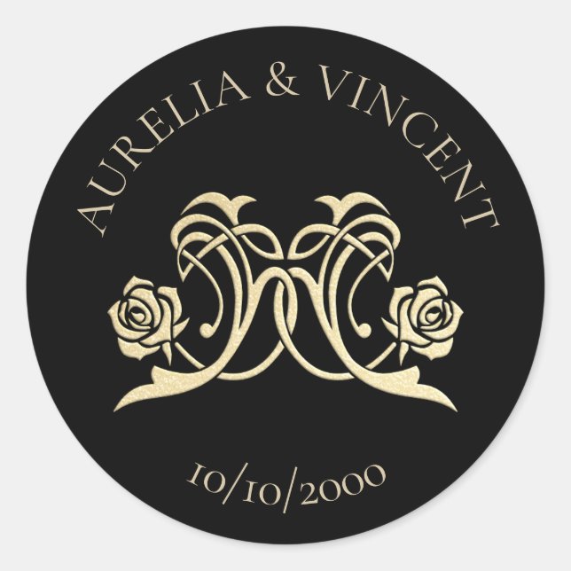 Sticker Rond Mariage médiéval royal Rose (Devant)