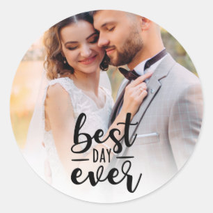 Sticker Rond Mariage Meilleure journée jamais photo