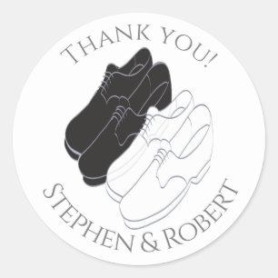 Sticker Rond Mariage Mens Chaussures Noir et Blanc