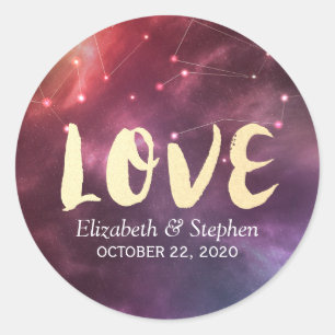 Sticker Rond Mariage Merci Galaxy Star Nebula Constellation