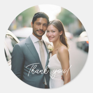 Sticker Rond Mariage Merci manuscrit 1 photo