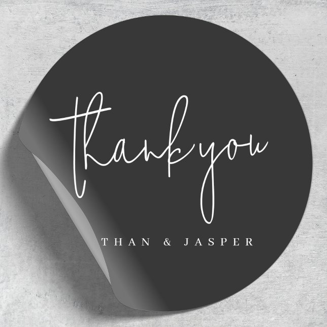 Sticker Rond Mariage Merci manuscrit noir (Créateur téléchargé)